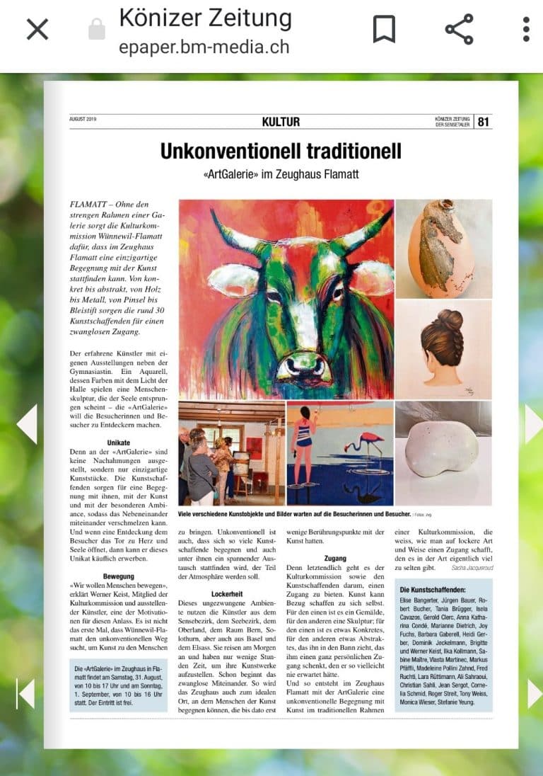 Artikel Könizer Zeitung der Sensetaler zur ArtGalerie…